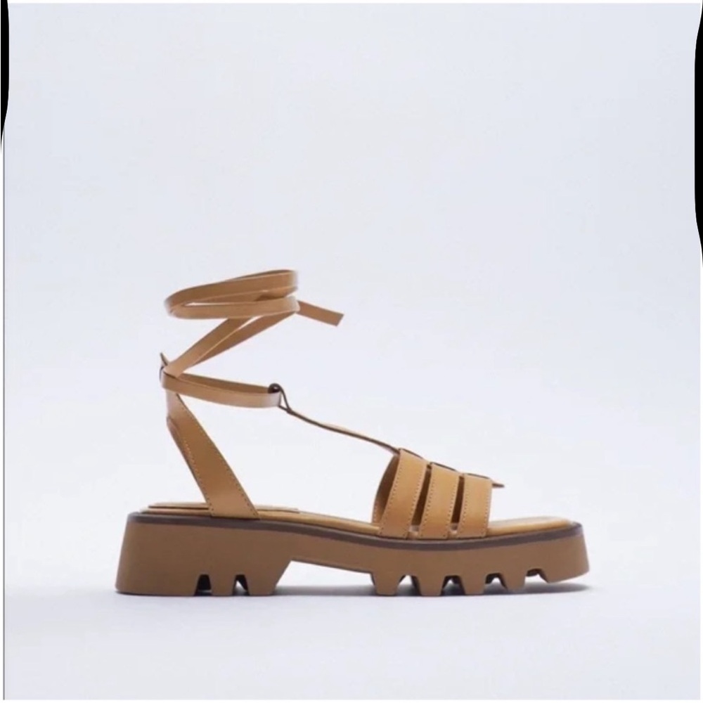 Zara chunky leather fisherman sandals size 38